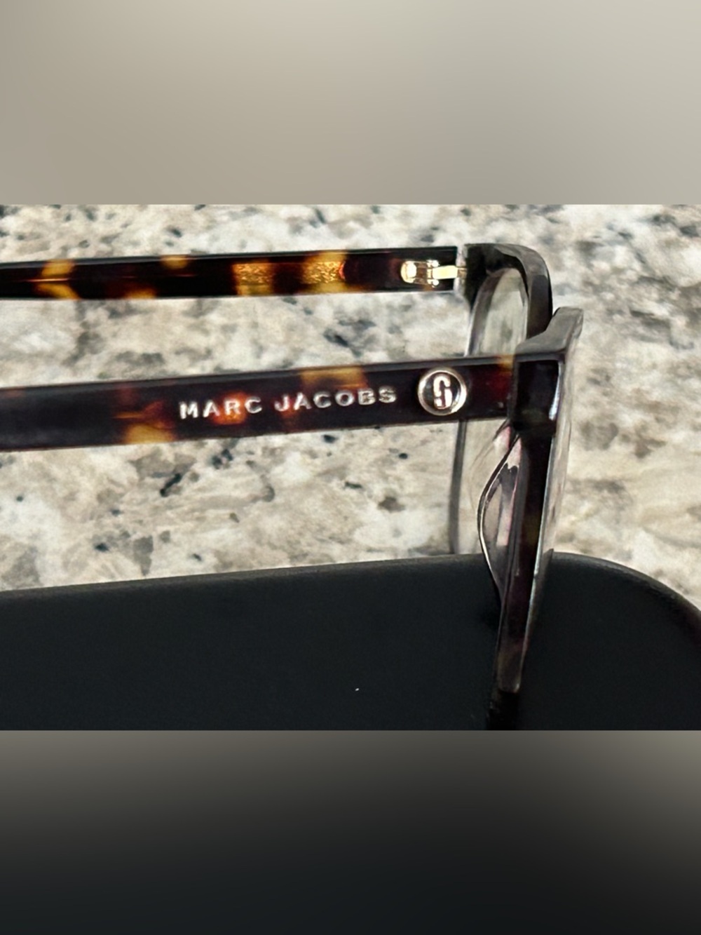 Marc Jacobs Tortoiseshell Full Rim Eyeglass Frames Rectangular Cat Eye w Case - Picture 6 of 15